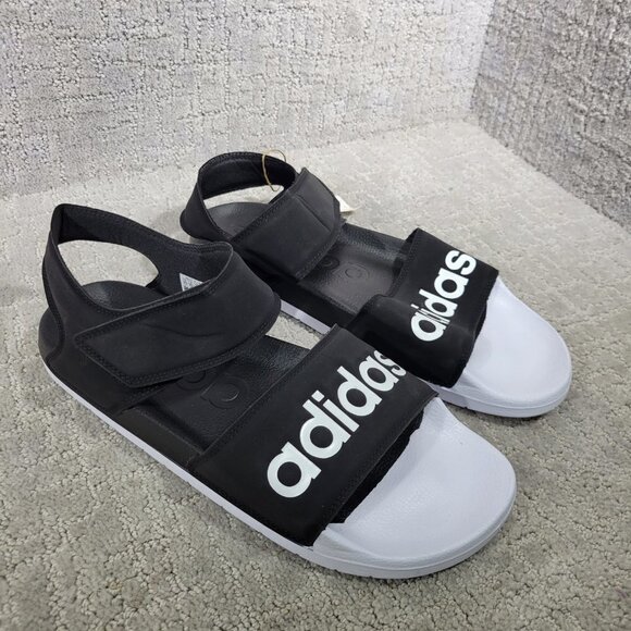 Adidas Adilette Men's Size 13 US Core Black Cloud White Slide Sandals F35416 - Picture 11 of 13